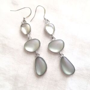 Silver Green Rhinestone Earrings